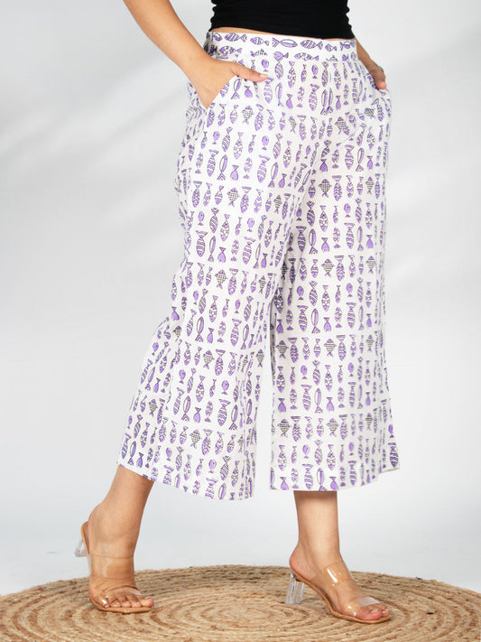 Printed Cotton Culottes - Pisces