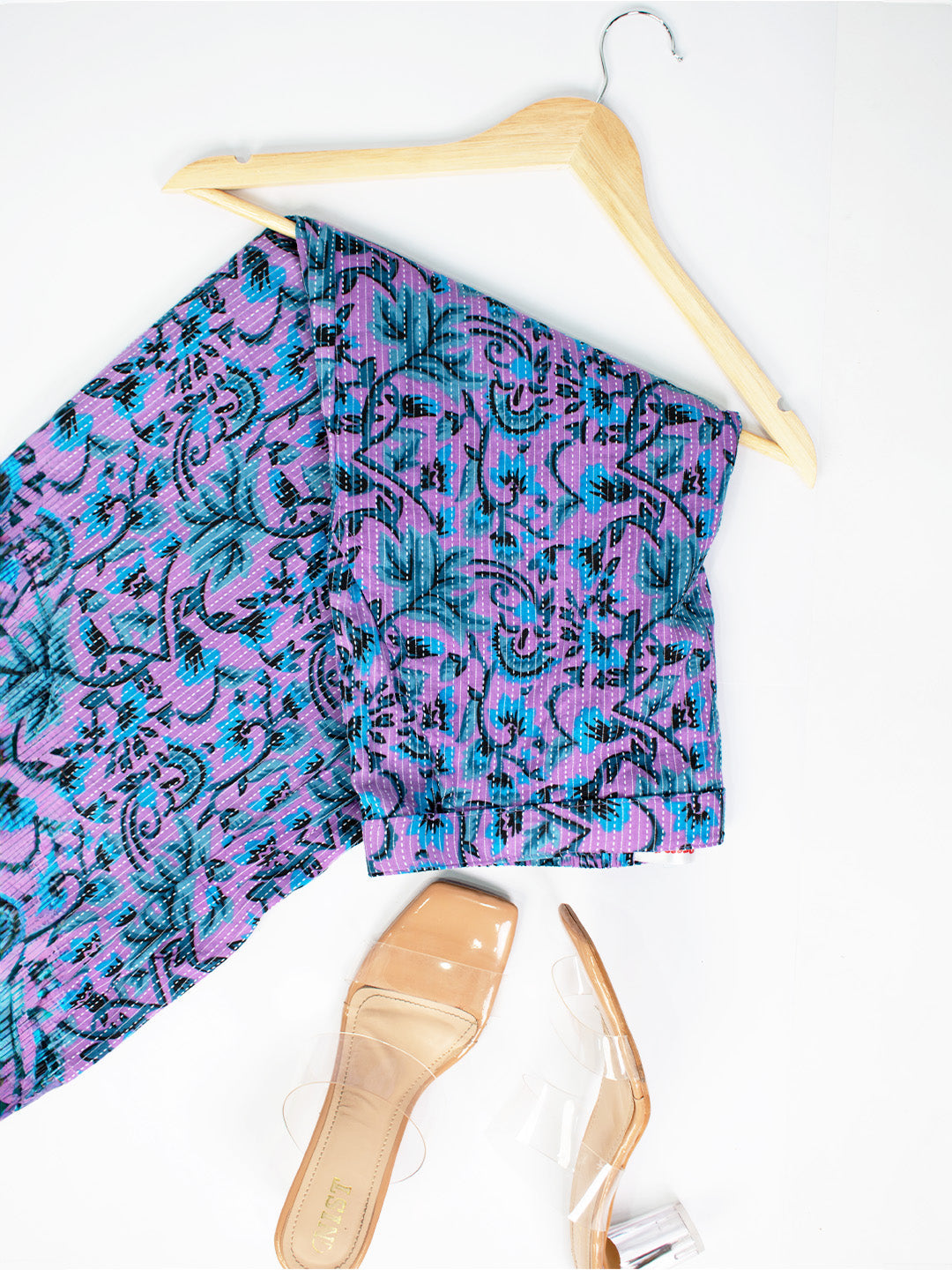 Printed Cotton Culottes - PurpleKantha