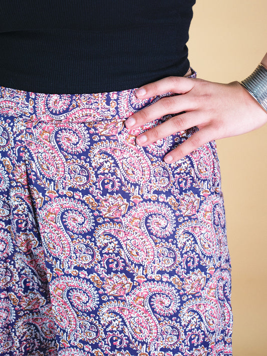Printed Cotton Culottes - PurplePaisley