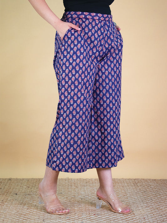 Printed Cotton Culottes - PurplePankh