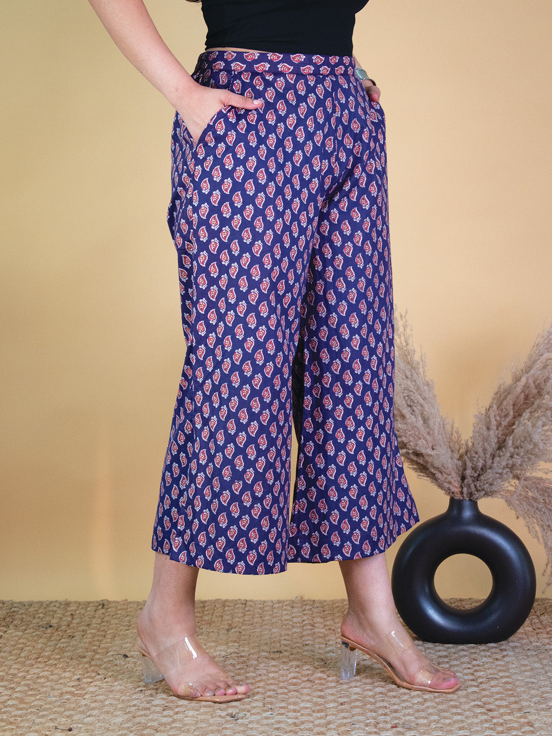 Printed Cotton Culottes - PurplePankh