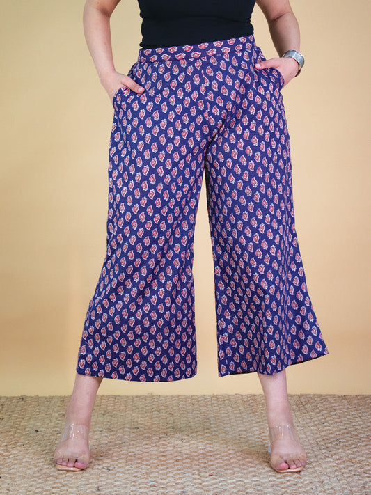 Printed Cotton Culottes - PurplePankh