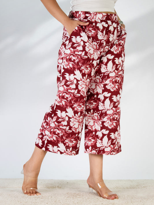 Printed Cotton Culottes - RedPetals