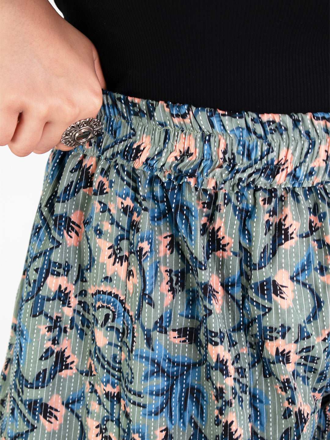 Printed Cotton Flared Palazzo - GreenKantha