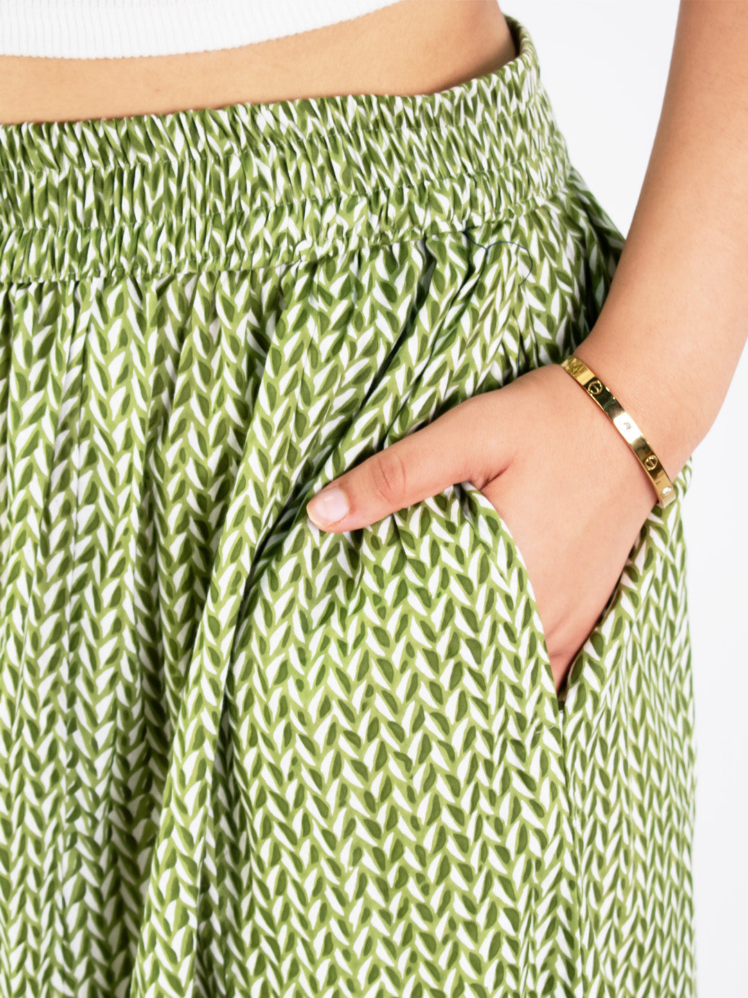 Printed Cotton Flared Palazzo - GreenPrism