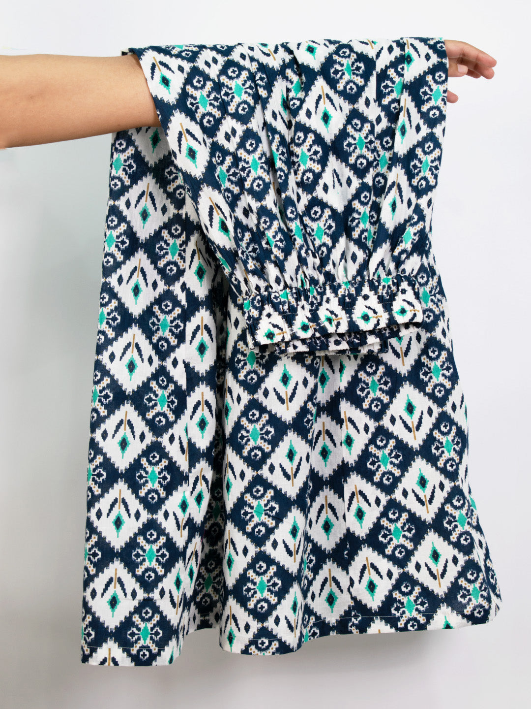 Printed Cotton Flared Palazzo - NavyStencil