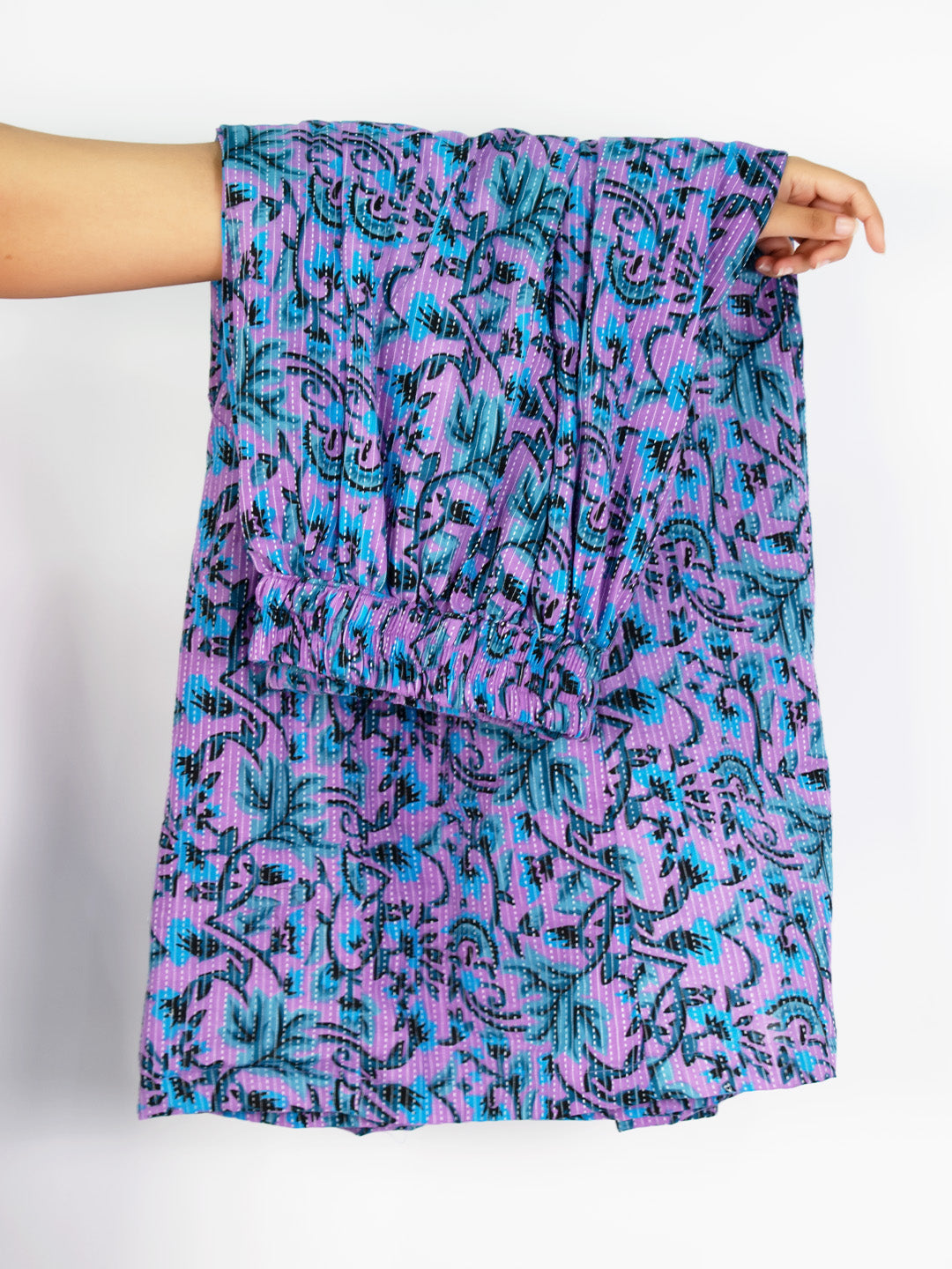 Printed Cotton Flared Palazzo - PurpleKantha