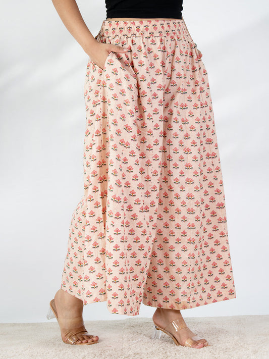 Printed Cotton Flared Palazzo - RusticPetals