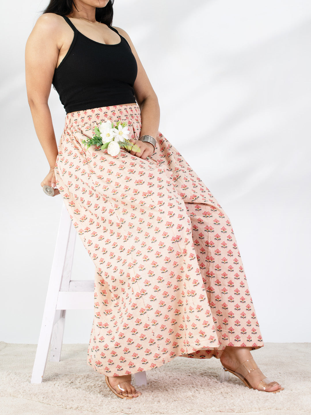 Printed Cotton Flared Palazzo - RusticPetals