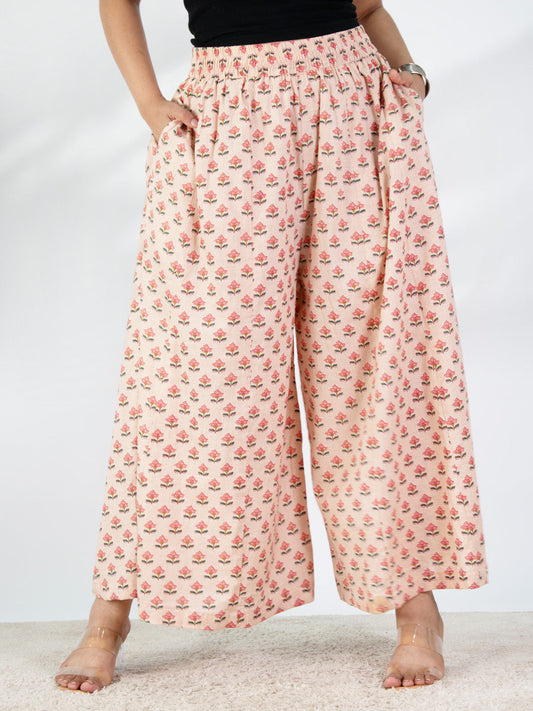 Printed Cotton Flared Palazzo - RusticPetals