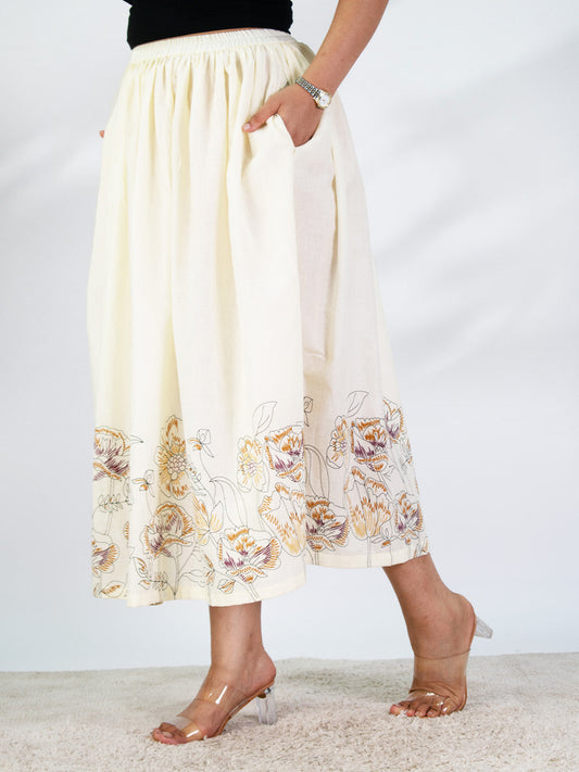 Printed Cotton Gathered Skirt - RustMeadow