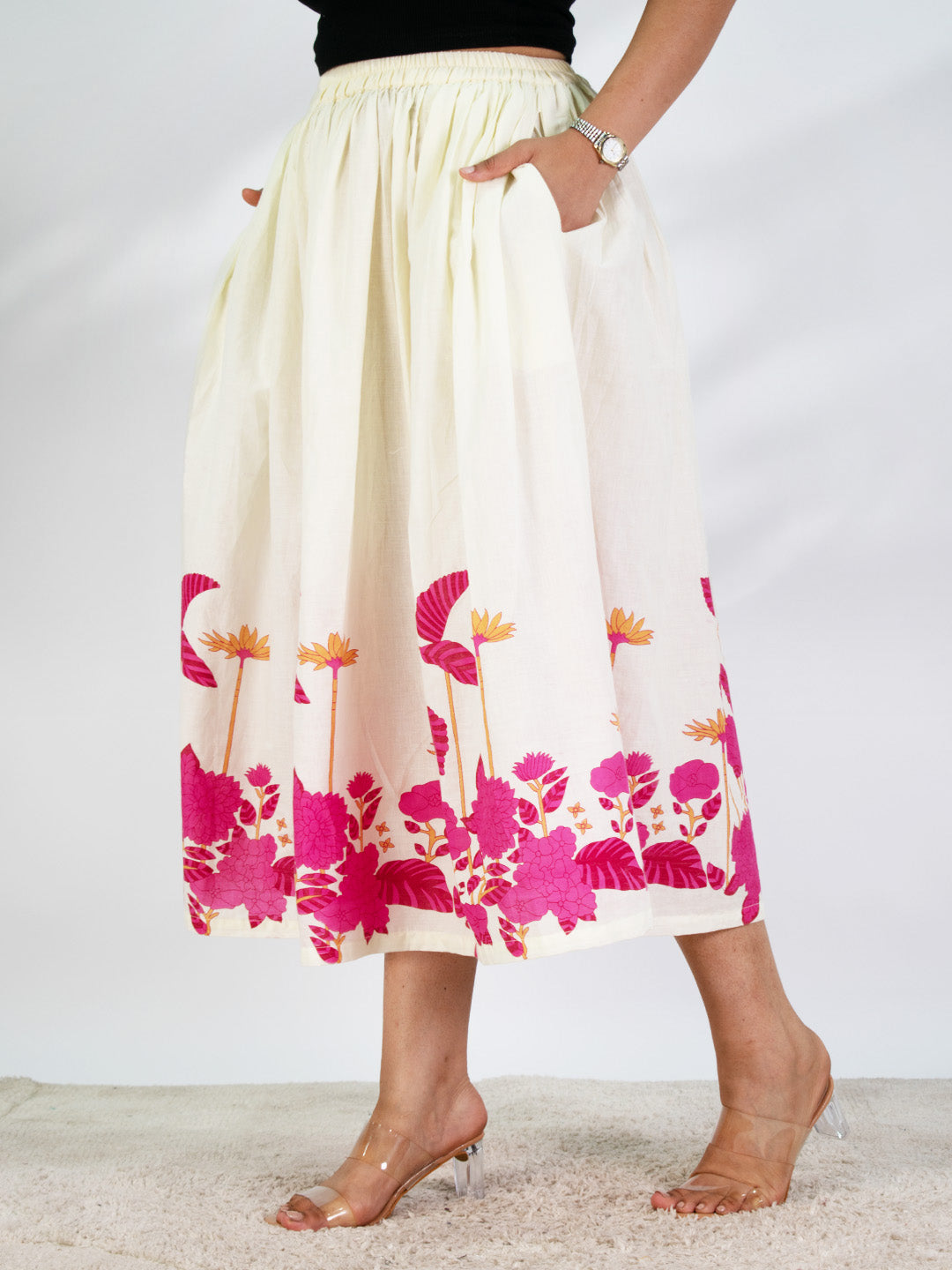 Printed Cotton Gathered Skirt - Whimsy