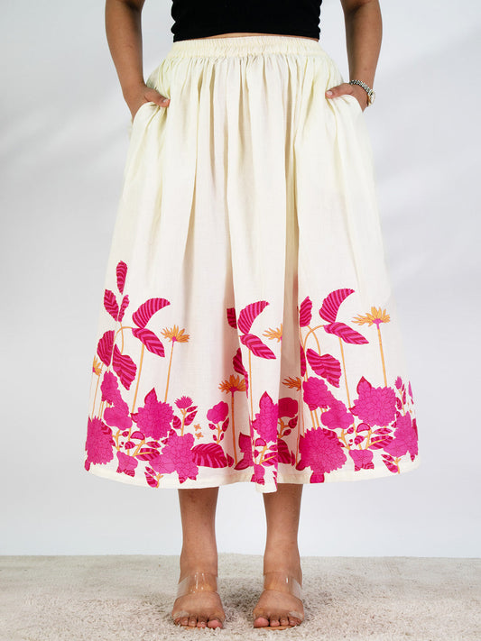 Printed Cotton Gathered Skirt - Whimsy