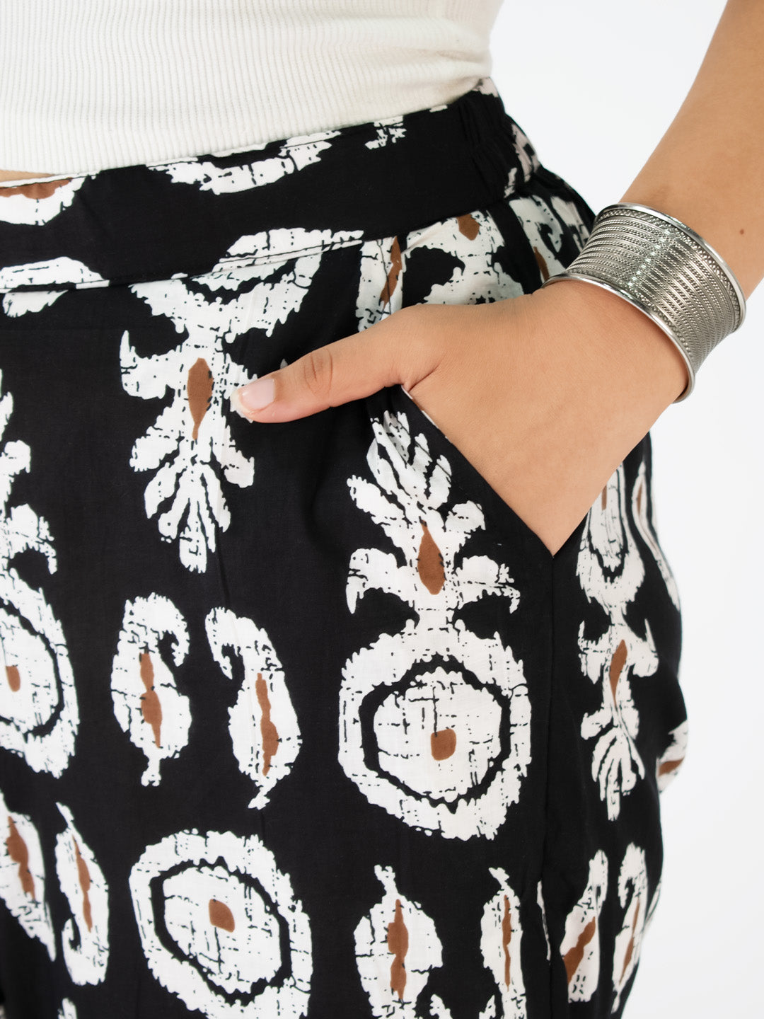 Printed Cotton Palazzo Pants - BlackBoho