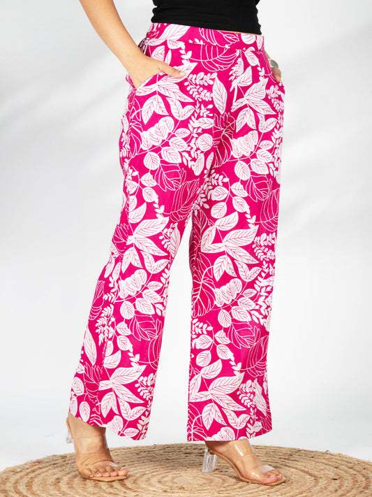 Printed Cotton Palazzo Pants - MagentaGrove