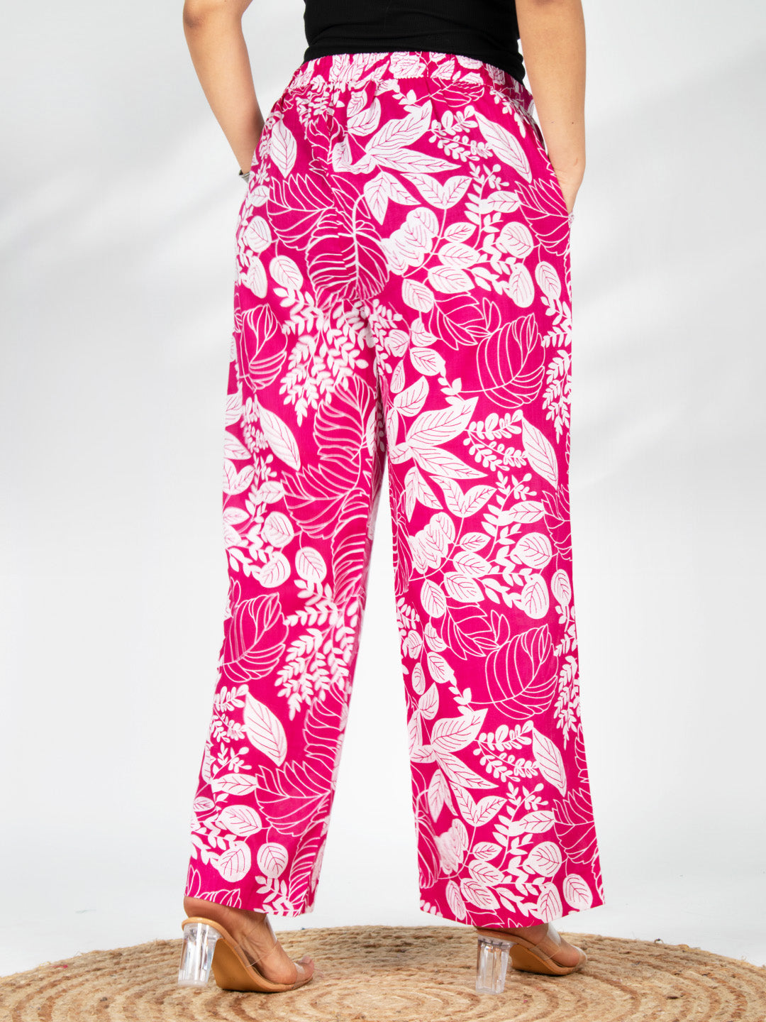 Printed Cotton Palazzo Pants - MagentaGrove