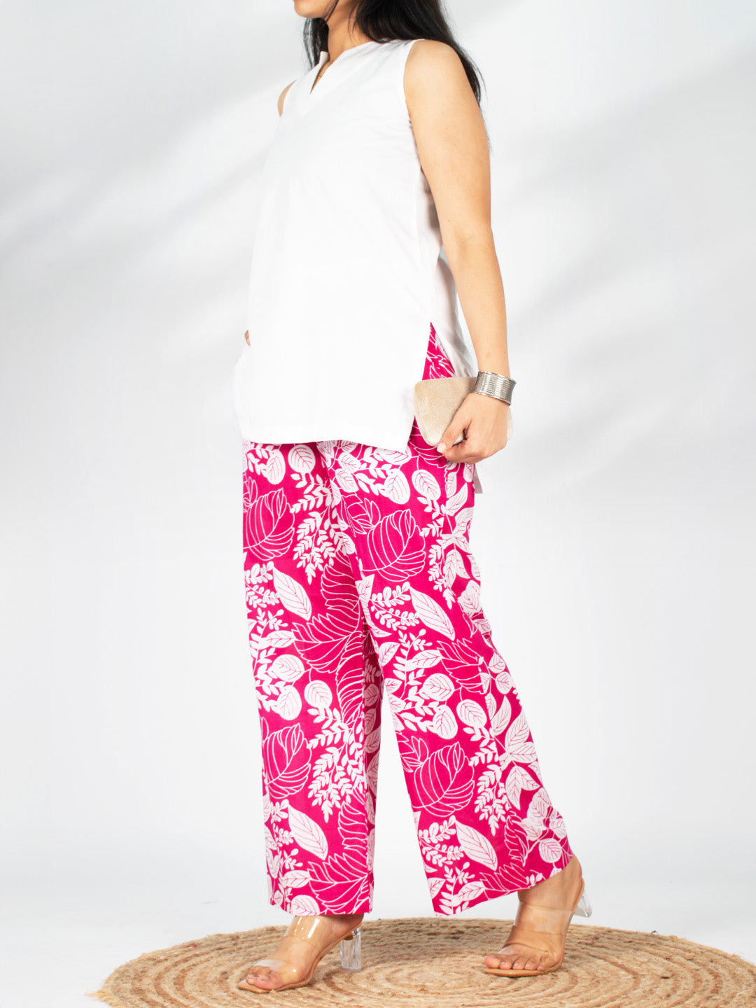 Printed Cotton Palazzo Pants - MagentaGrove