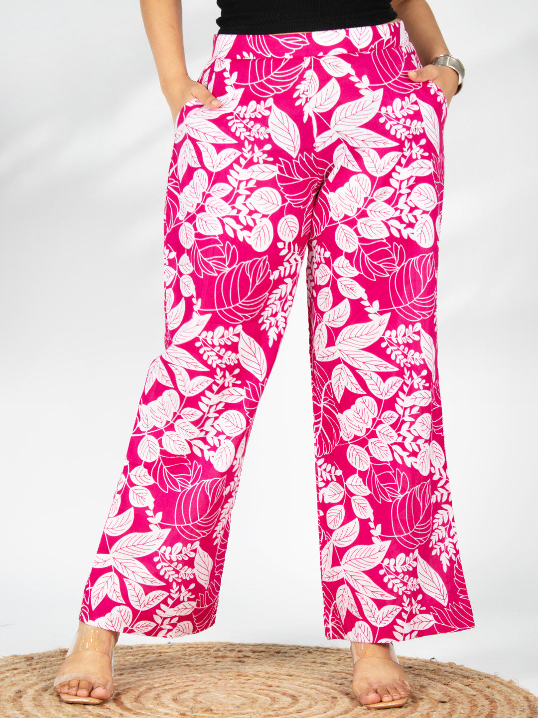 Printed Cotton Palazzo Pants - MagentaGrove