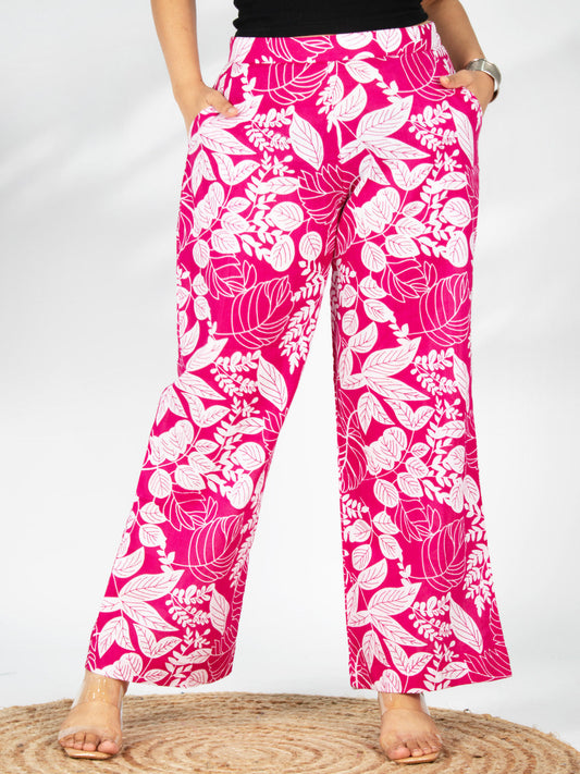Printed Cotton Palazzo Pants - MagentaGrove
