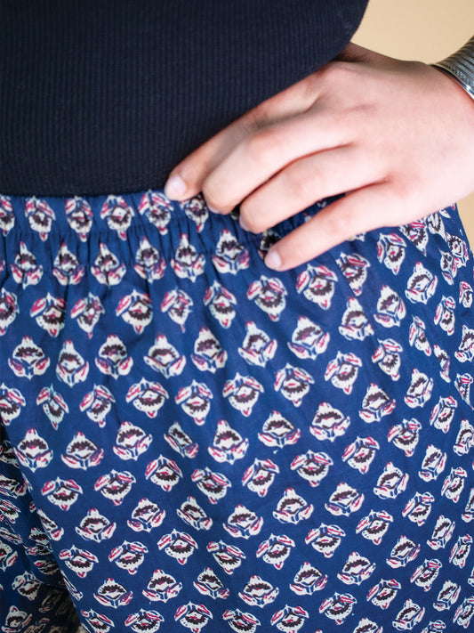 Printed Cotton Palazzo Pants - NavyButti