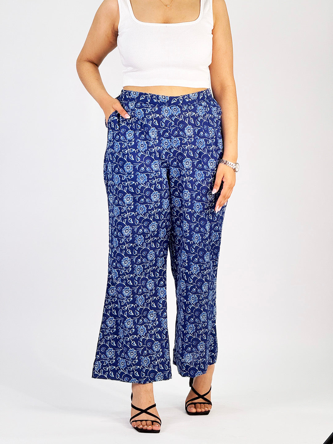 Printed Cotton Palazzo Pants - Neelkamal