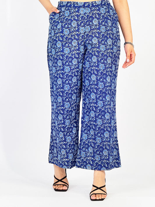 Printed Cotton Palazzo Pants - Neelkamal