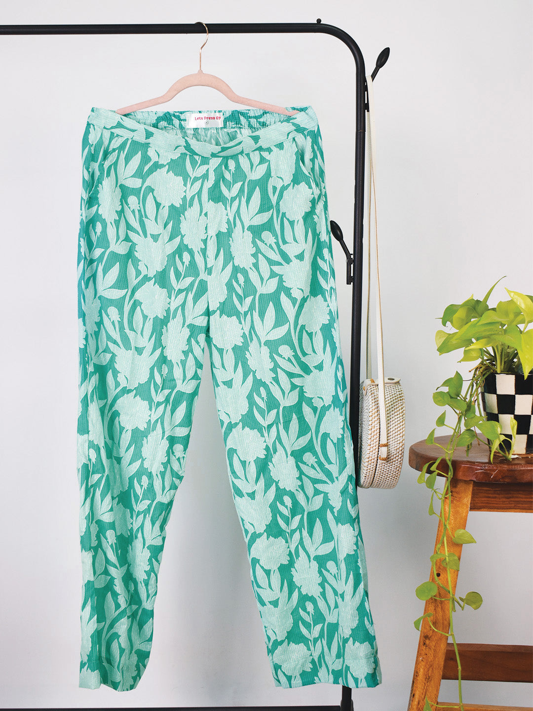 Printed Cotton Palazzo Pants - SeaGreenFiesta