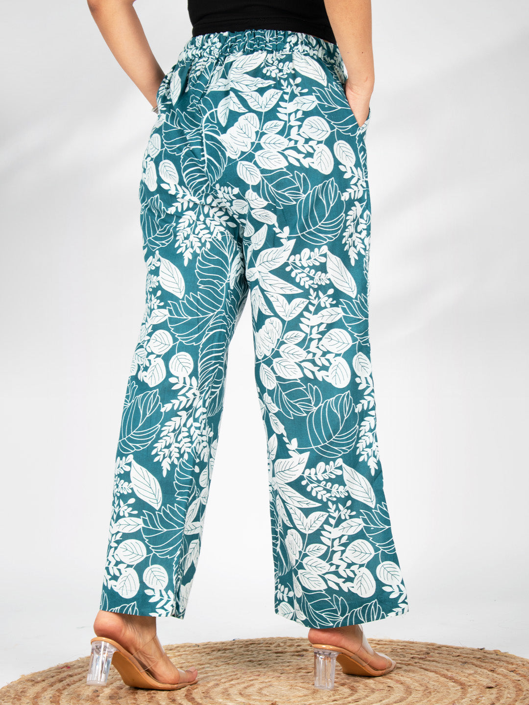 Printed Cotton Palazzo Pants - TealGrove