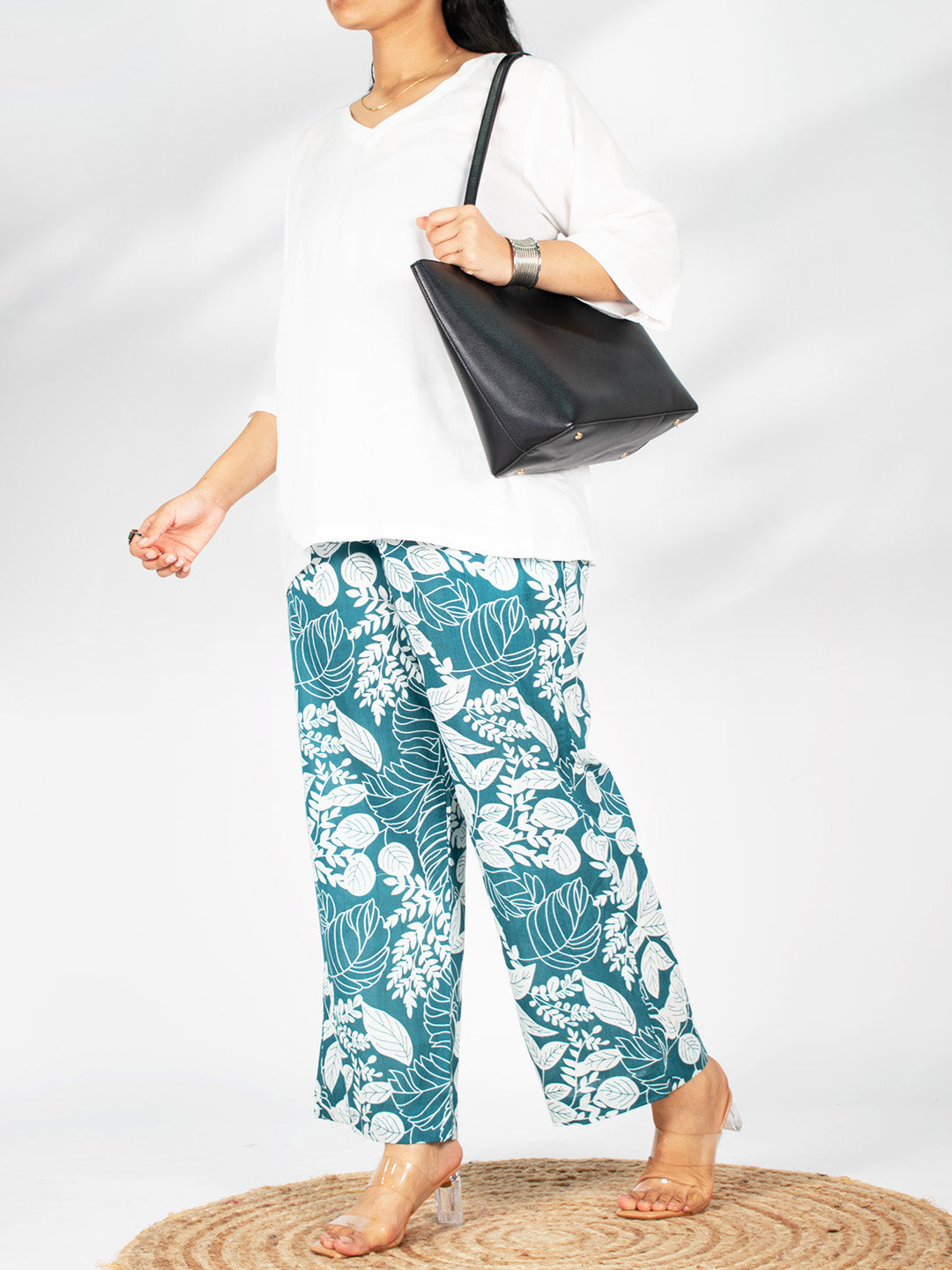 Printed Cotton Palazzo Pants - TealGrove