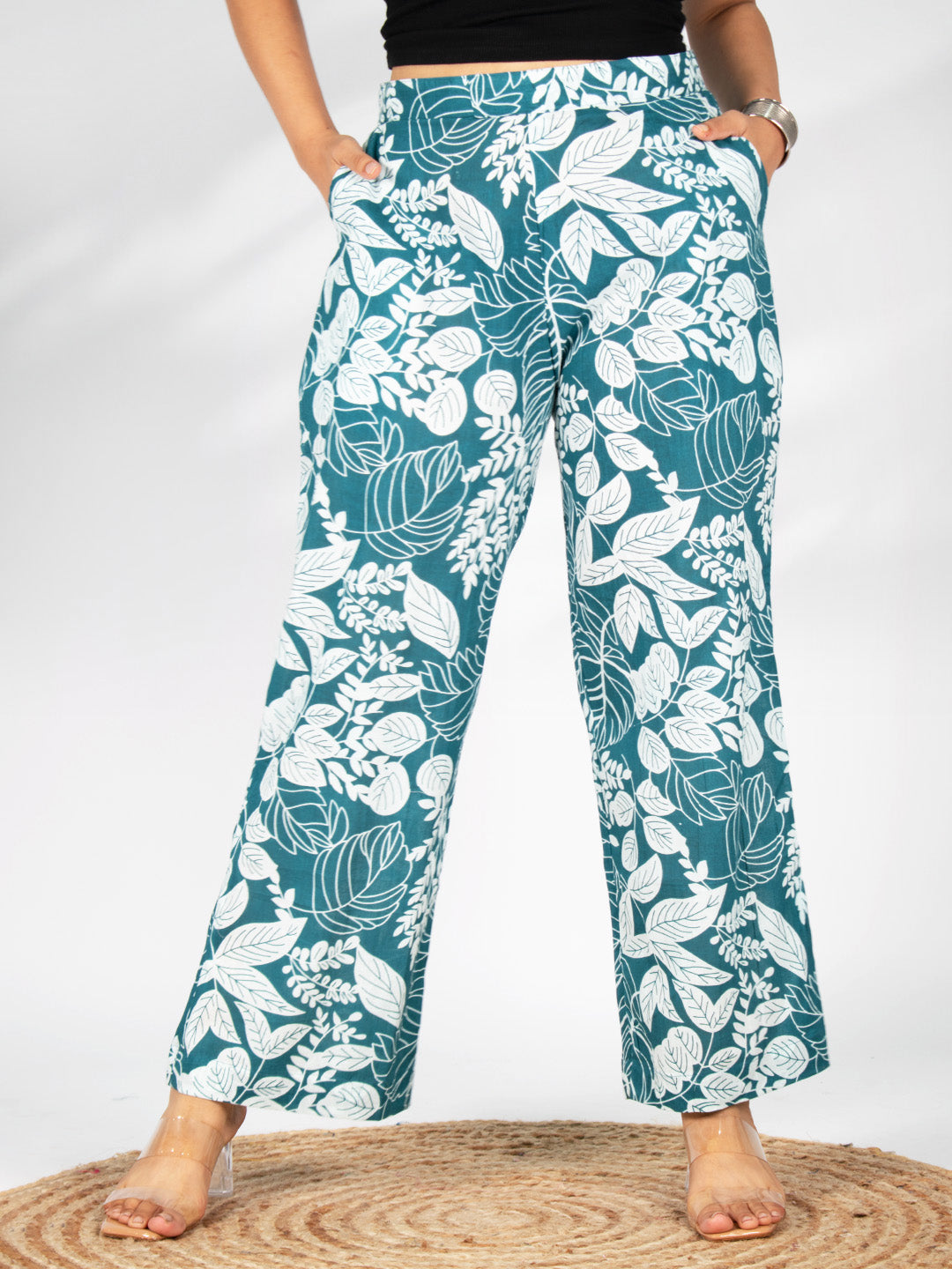 Printed Cotton Palazzo Pants - TealGrove