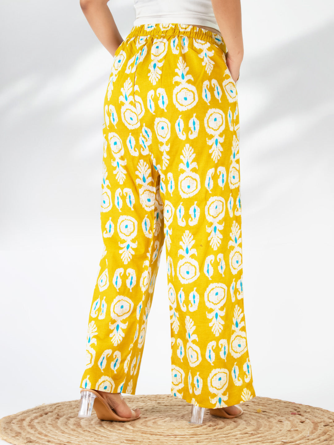 Printed Cotton Palazzo Pants - YellowBoho