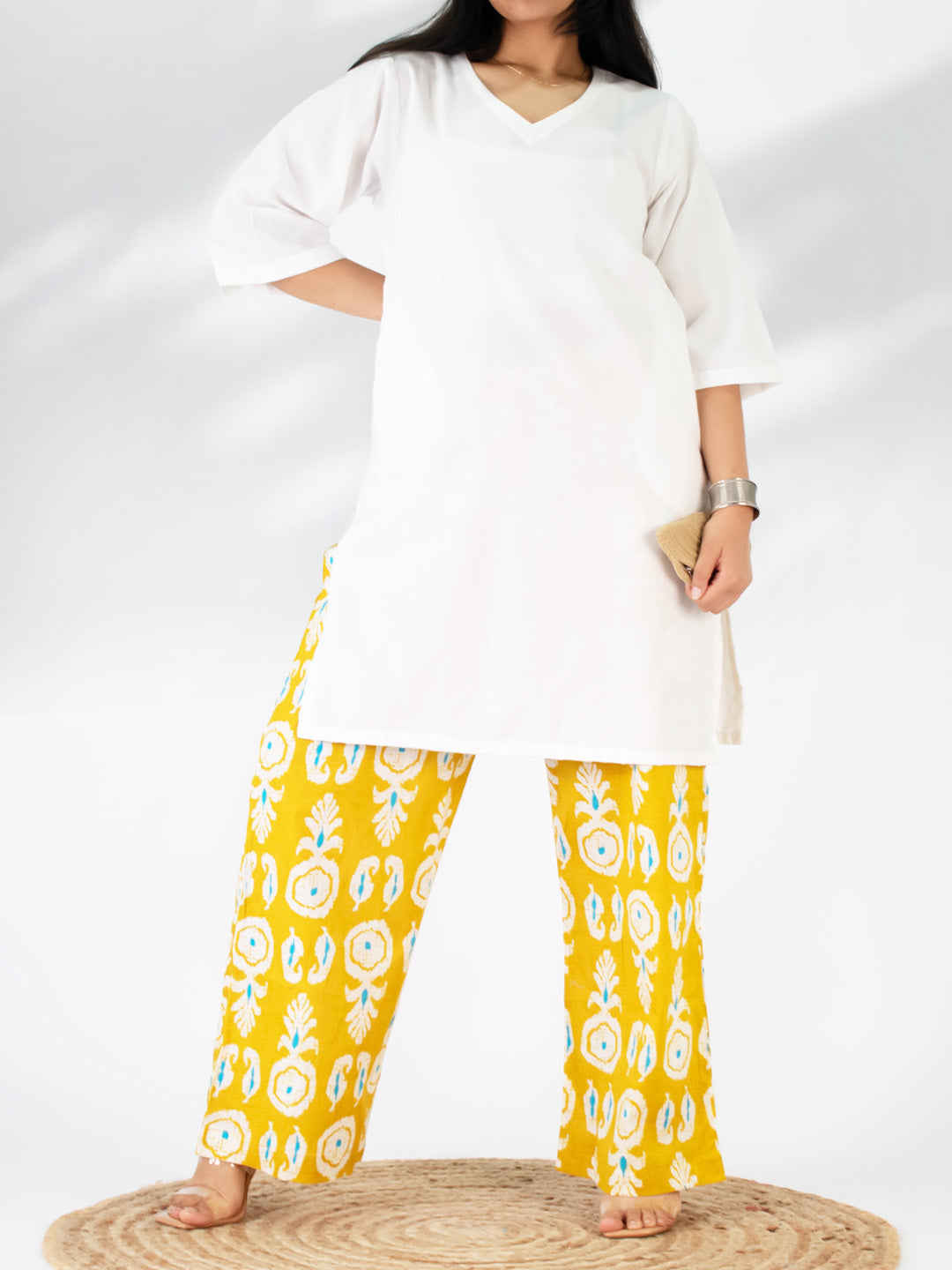 Printed Cotton Palazzo Pants - YellowBoho