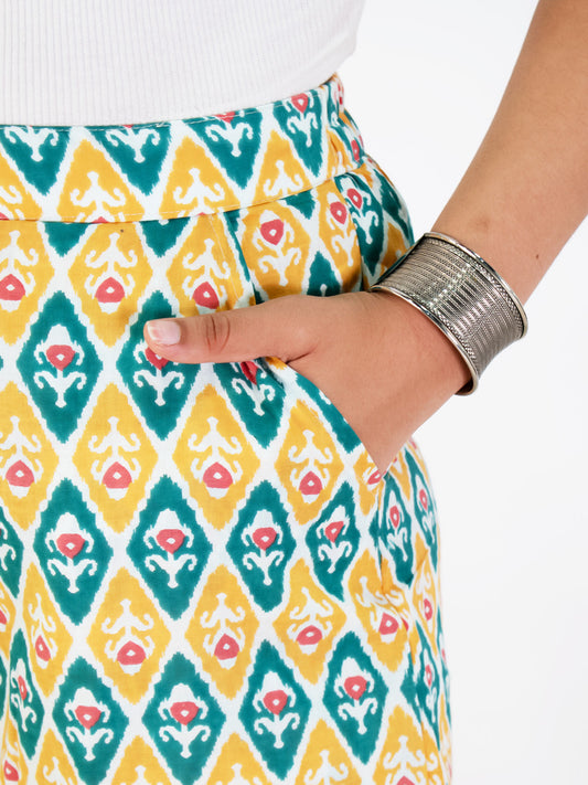 Printed Cotton Palazzos Pants - GreenPhool