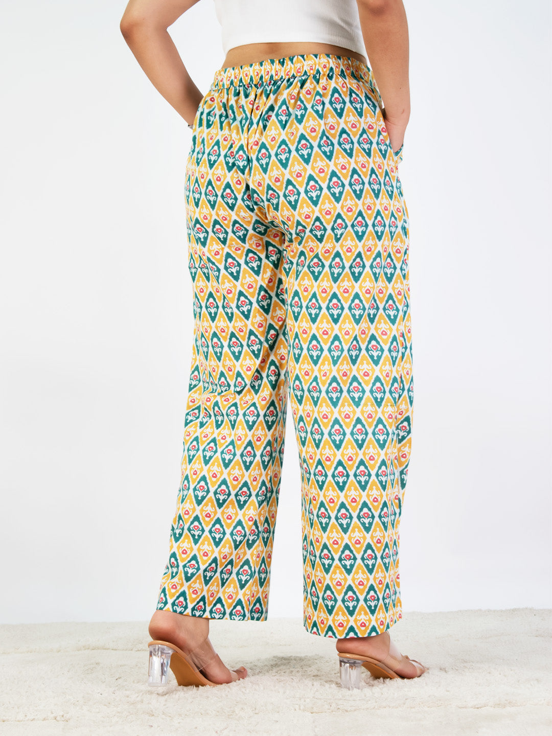 Printed Cotton Palazzos Pants - GreenPhool