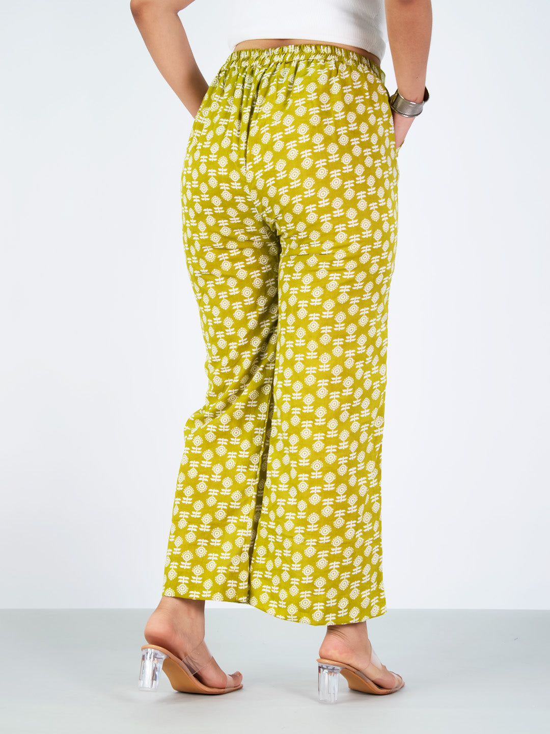 Printed Cotton Palazzos Pants - LimeBloom