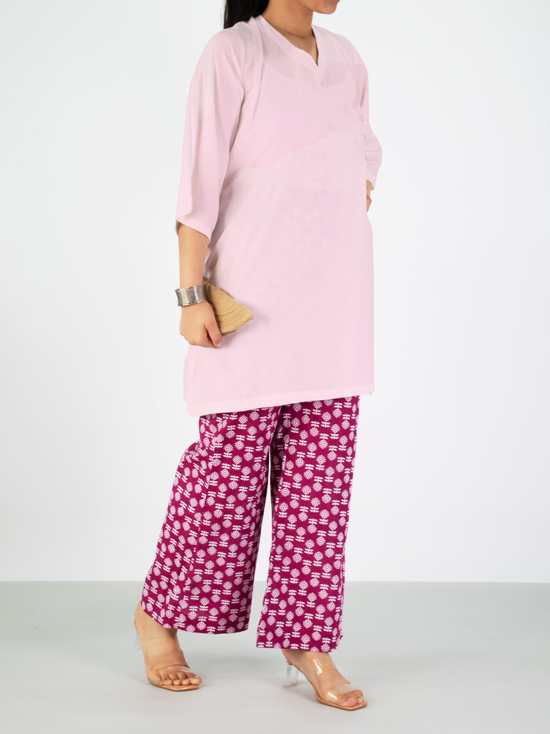 Printed Cotton Palazzos Pants - MagentaBloom