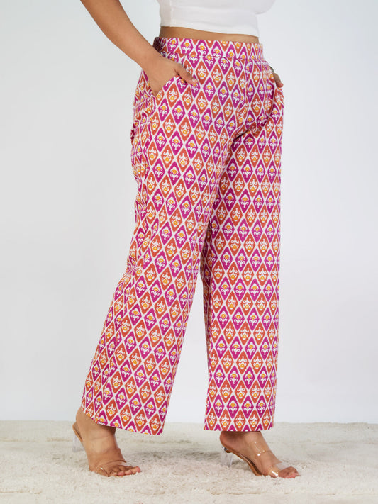 Printed Cotton Palazzos Pants - PinkPhool