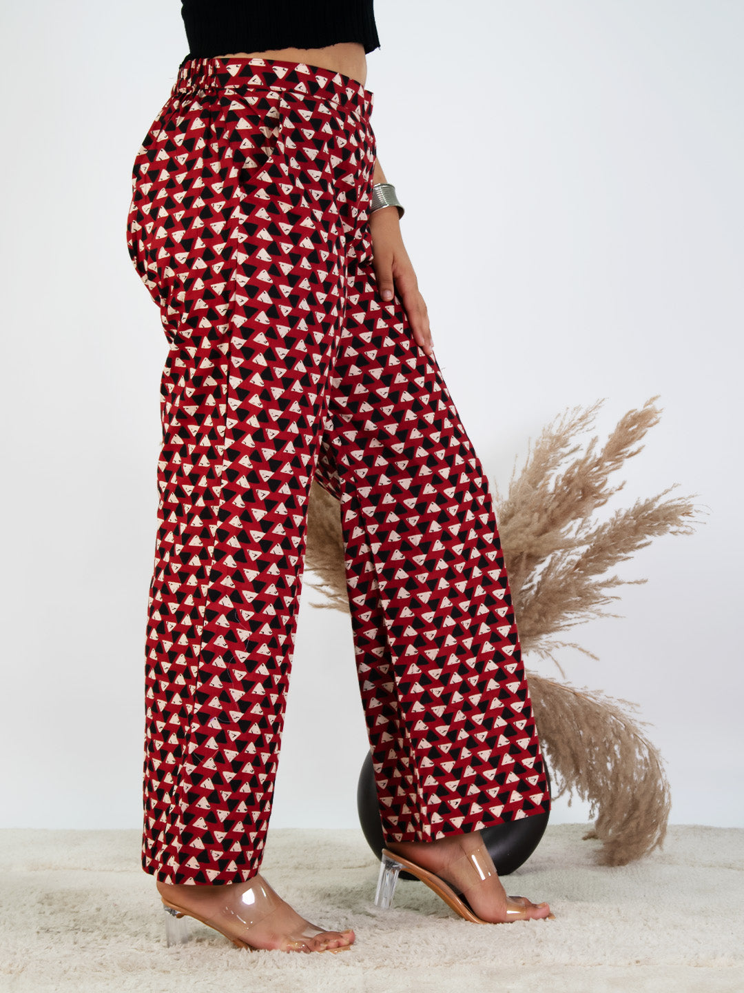 Printed Cotton Palazzos Pants - RedDevil