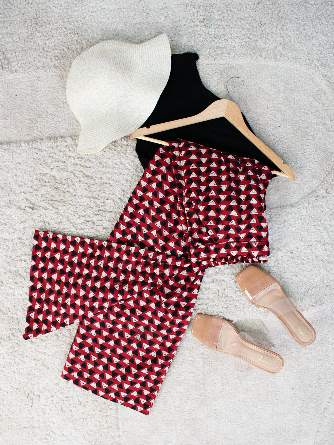 Printed Cotton Palazzos Pants - RedDevil