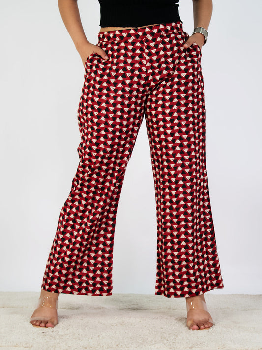 Printed Cotton Palazzos Pants - RedDevil