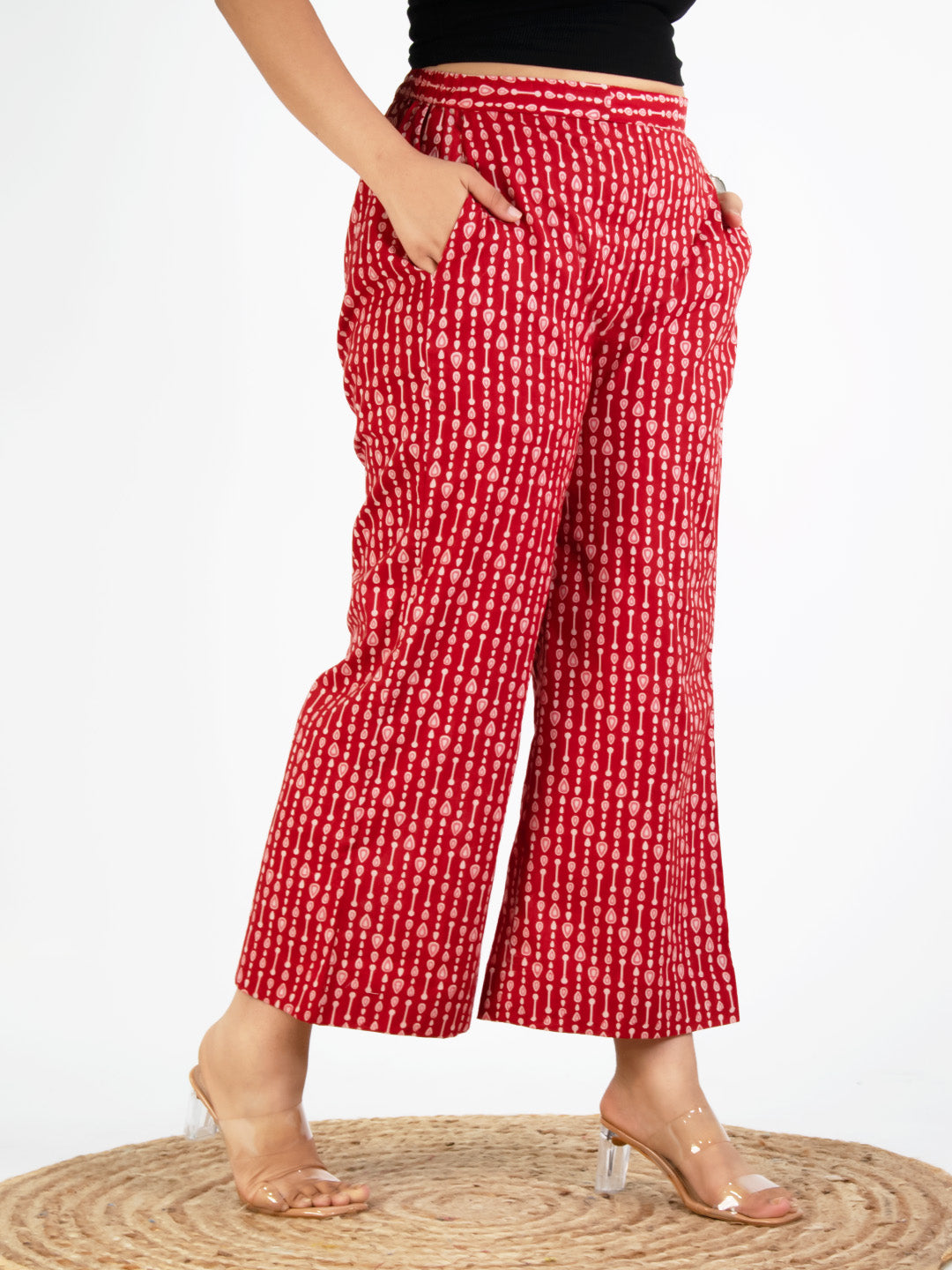 Printed Cotton Palazzos Pants - RedPearls