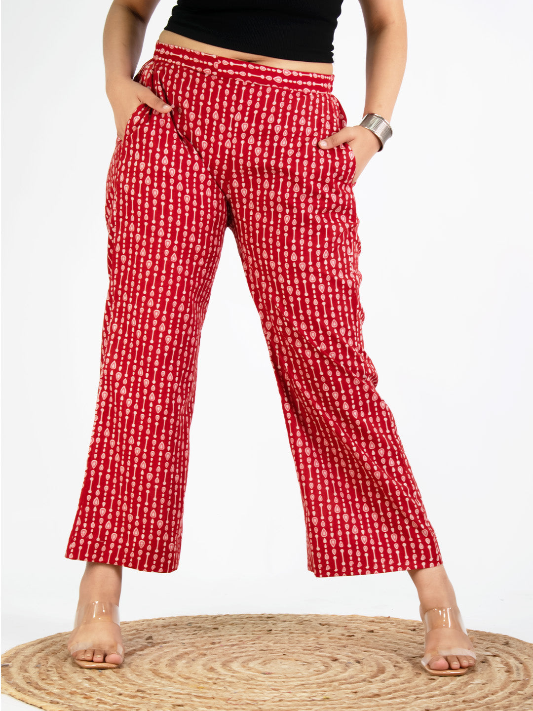 Printed Cotton Palazzos Pants - RedPearls