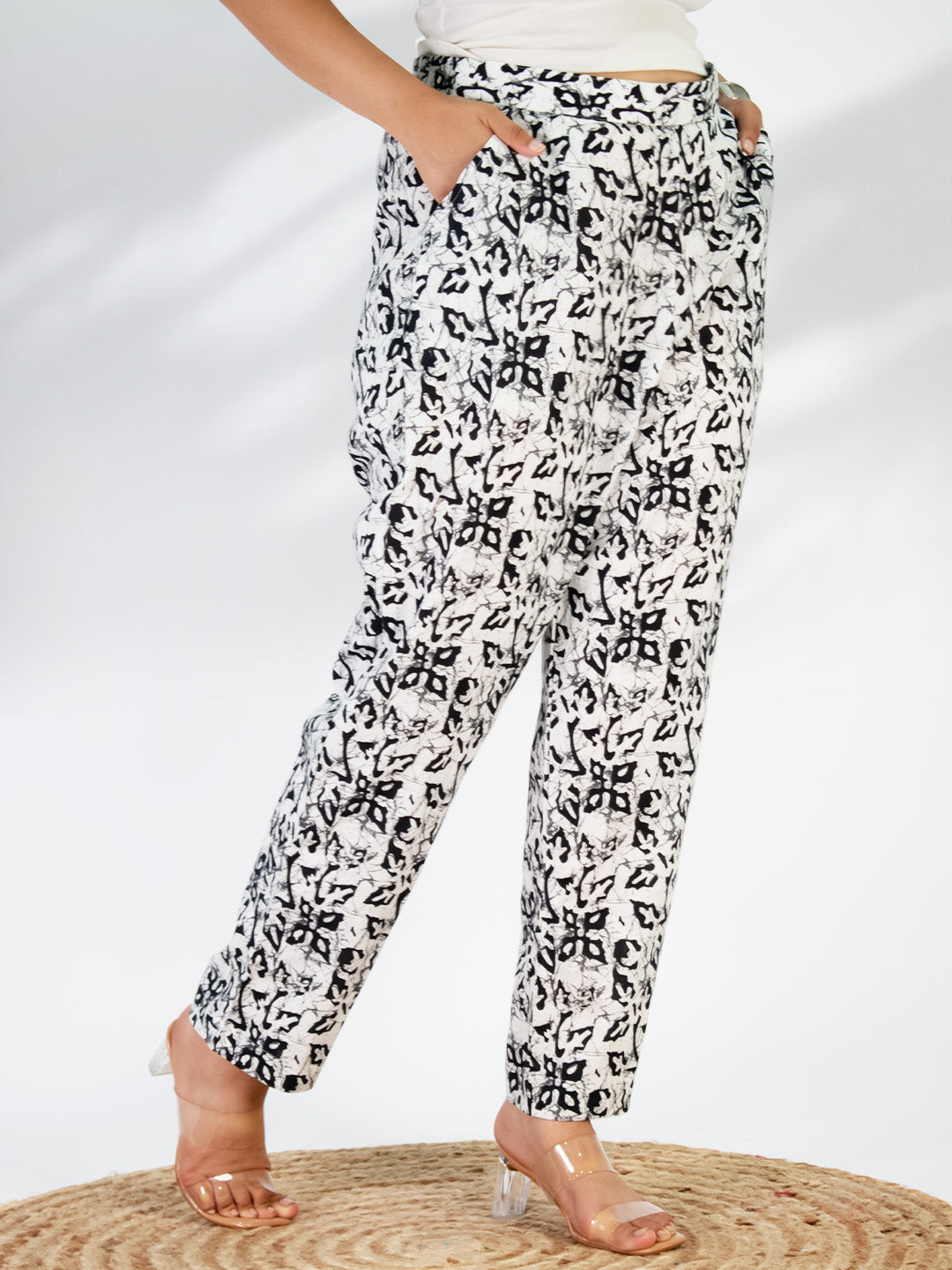 Printed Cotton Pants - BlackMirage