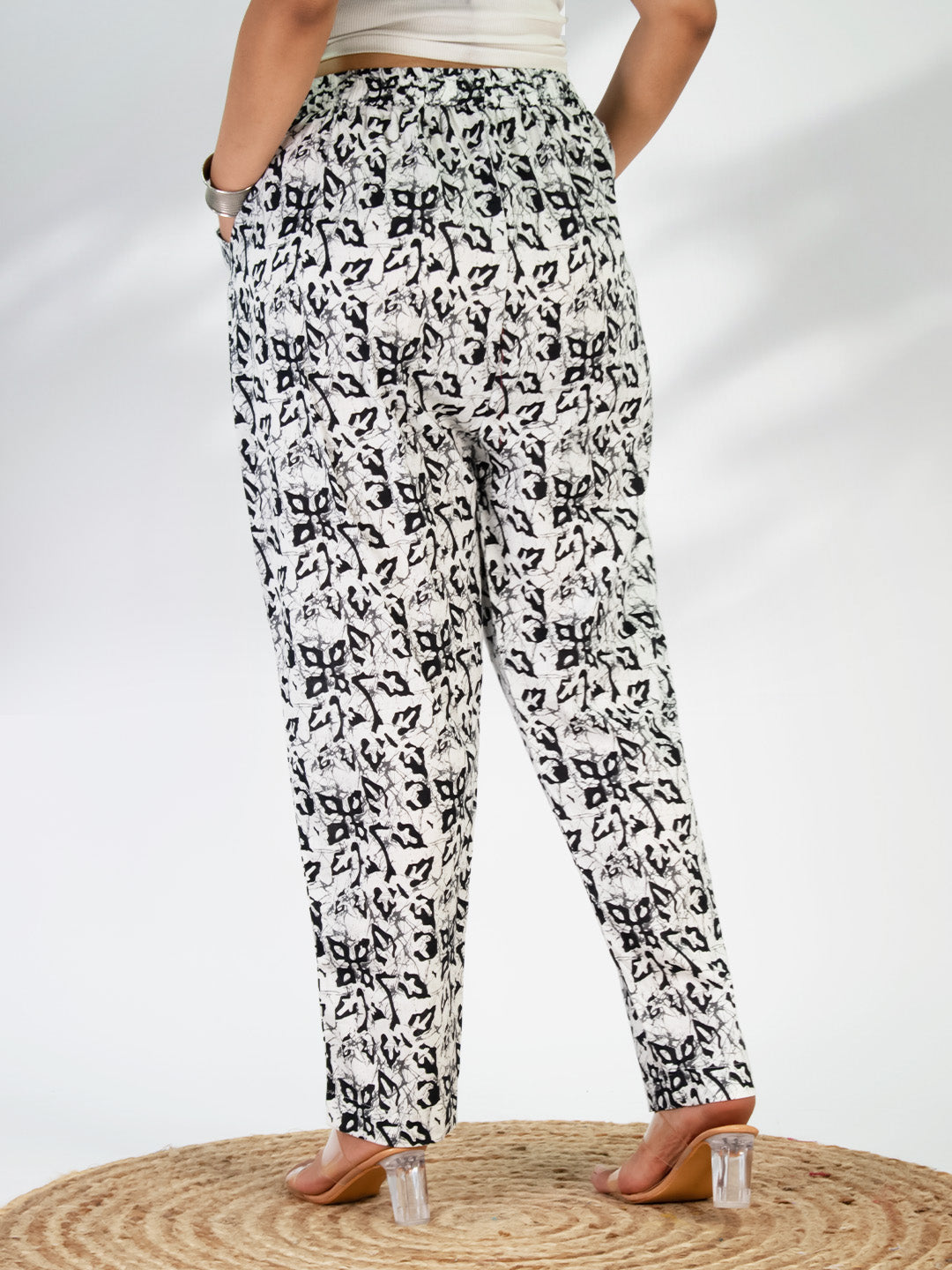 Printed Cotton Pants - BlackMirage