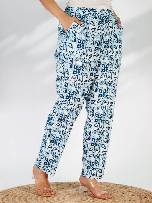 Printed Cotton Pants - BlueMirage