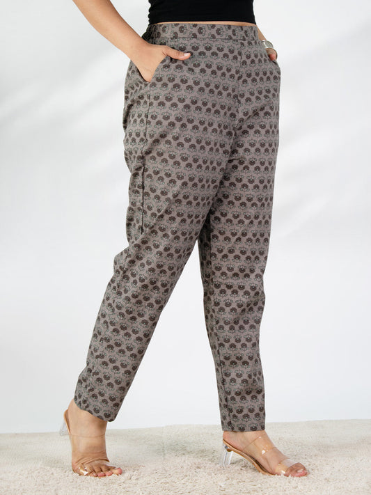 Printed Cotton Pants - GreyPetals