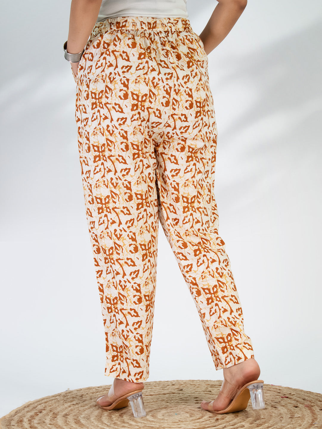Printed Cotton Pants - OrangeMirage