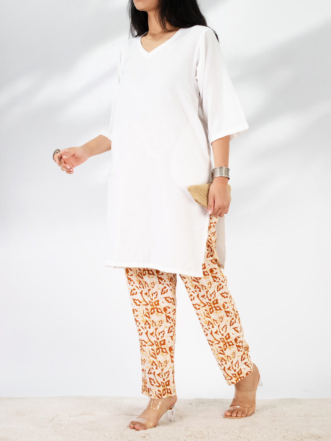 Printed Cotton Pants - OrangeMirage