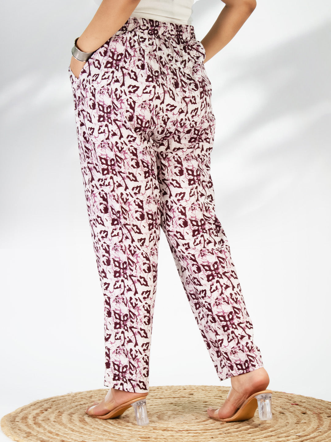 Printed Cotton Pants - WineMirage