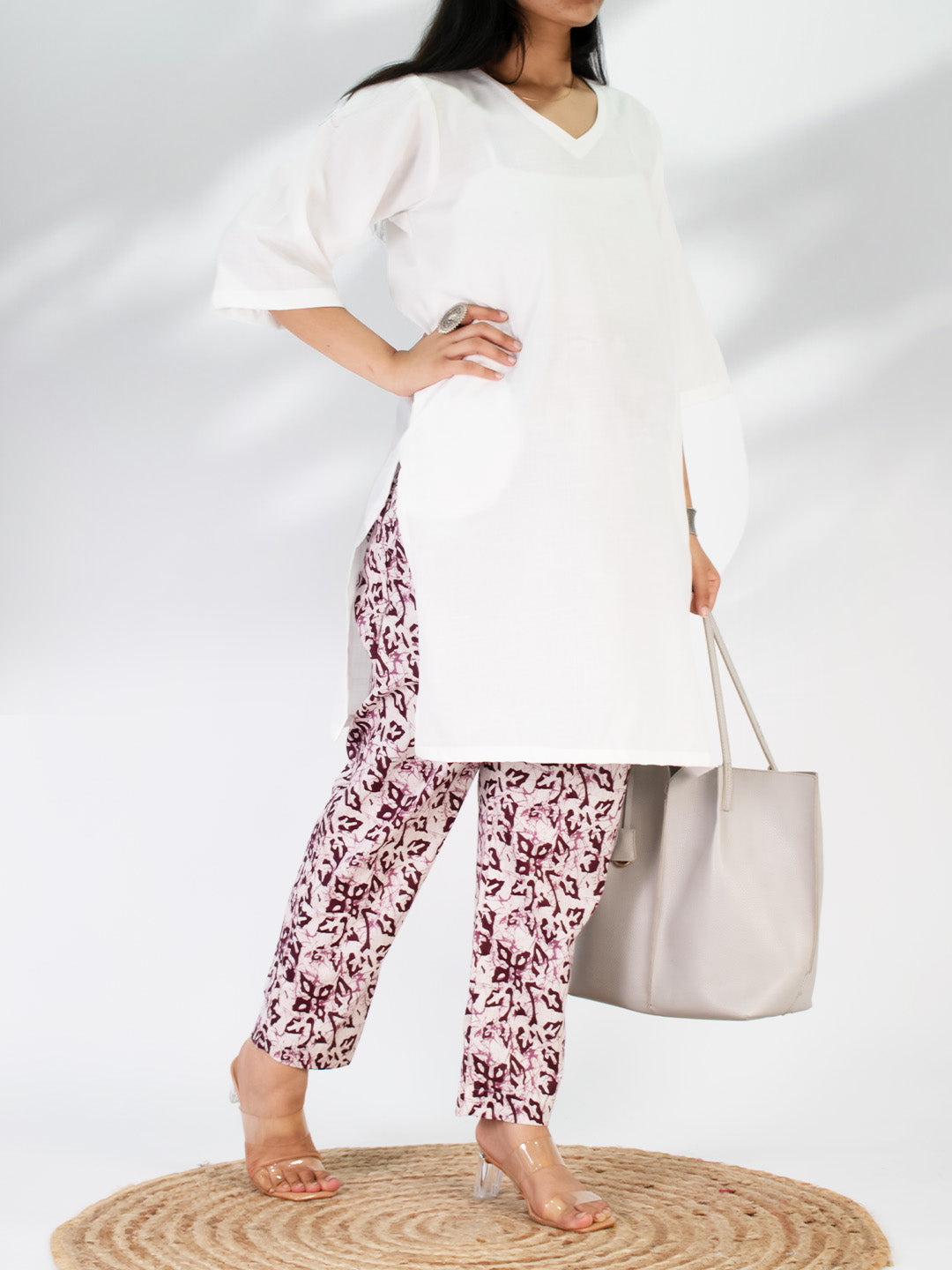 Printed Cotton Pants - WineMirage